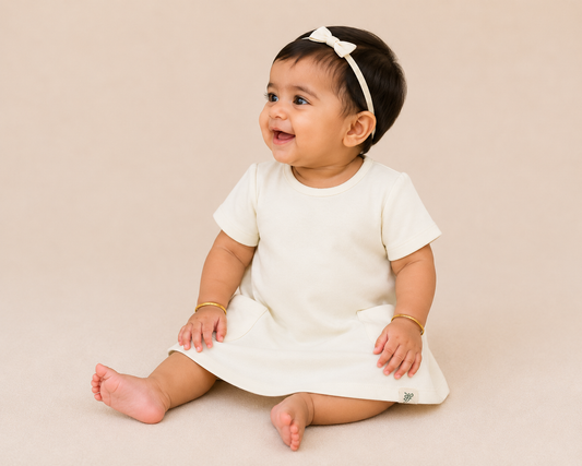 Organic Cotton Baby Dress White - ITSYBOO