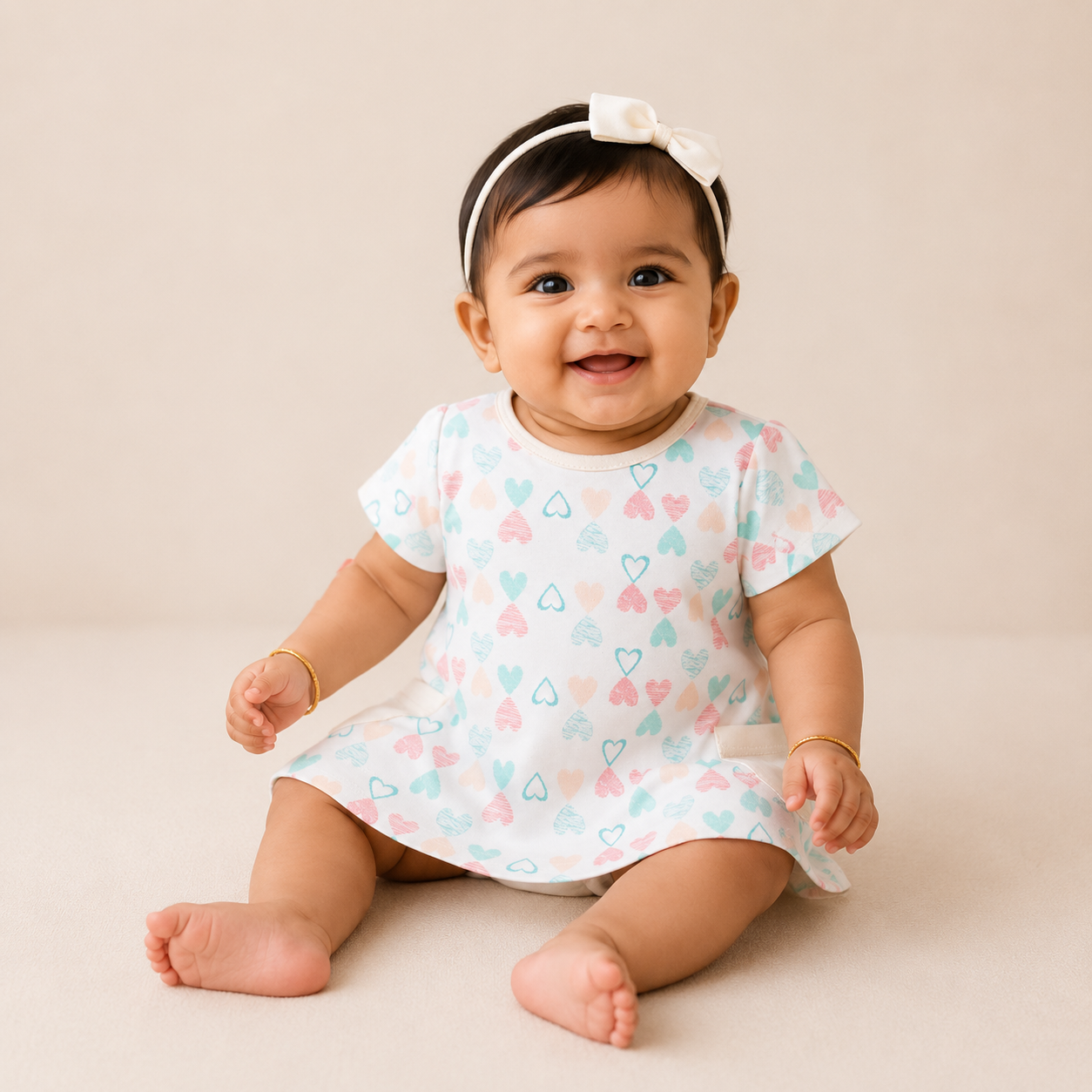 Organic Cotton Baby Dress Heart Print - ITSYBOO