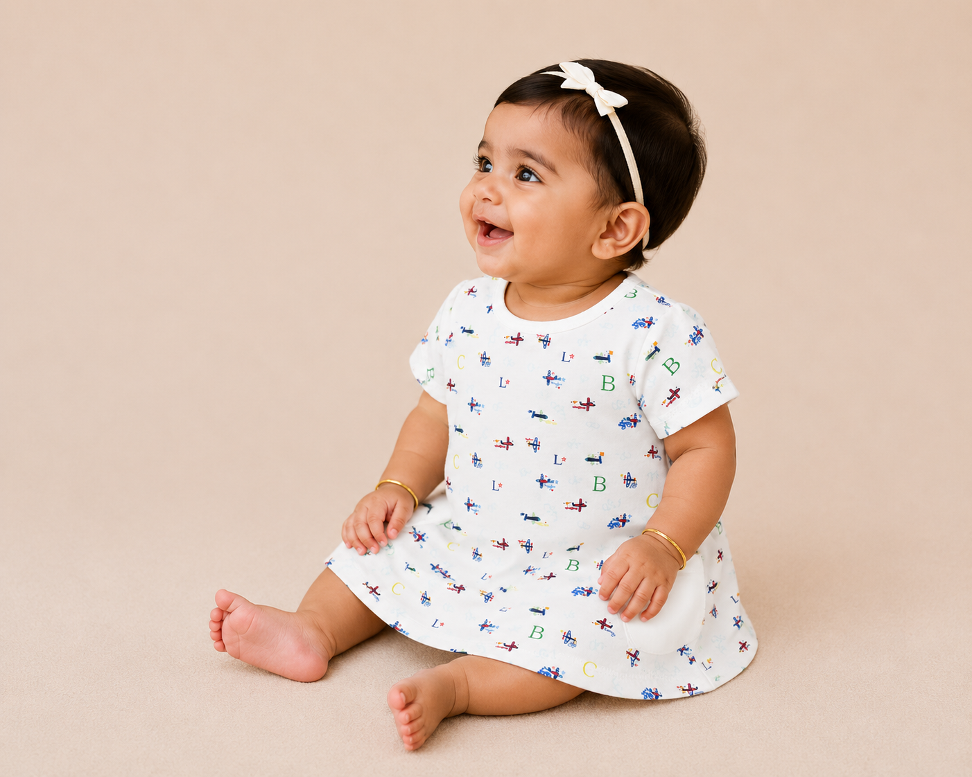 Organic Cotton Baby Dress Airplane Print - ITSYBOO
