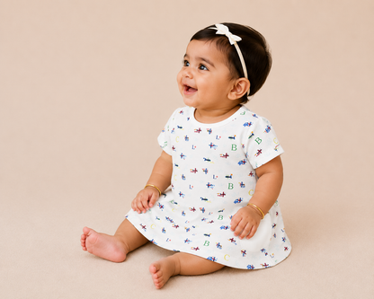 Organic Cotton Baby Dress Airplane Print - ITSYBOO