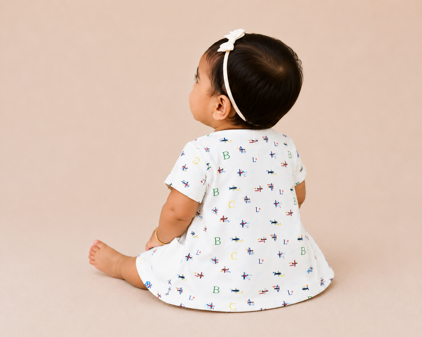 Organic Cotton Baby Dress Airplane Print - ITSYBOO
