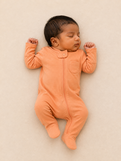 Coral Organic Cotton Baby Footsie with Booties