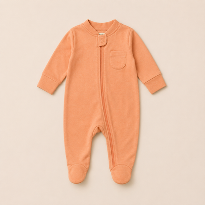 Coral Organic Cotton Baby Footsie with Booties