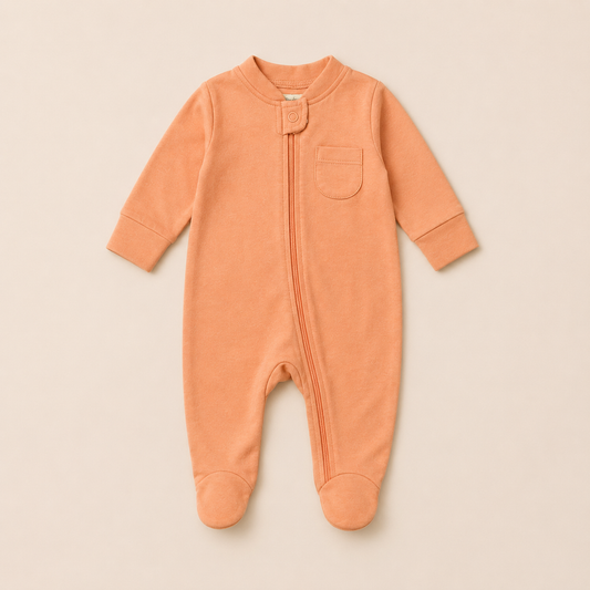 Coral Organic Cotton Baby Footsie with Booties