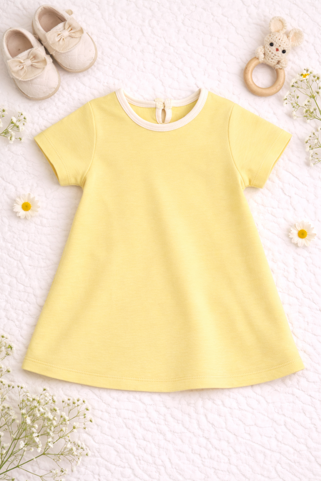 Organic Cotton Baby Dress Yellow - ITSYBOO