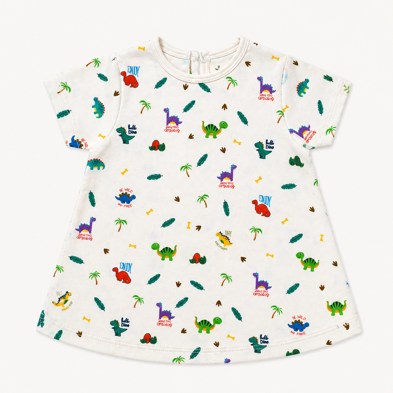 Organic Cotton Baby Dress Dino Print
