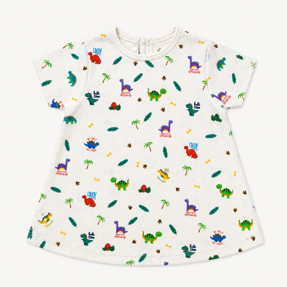Organic Cotton Baby Dress Dino Print