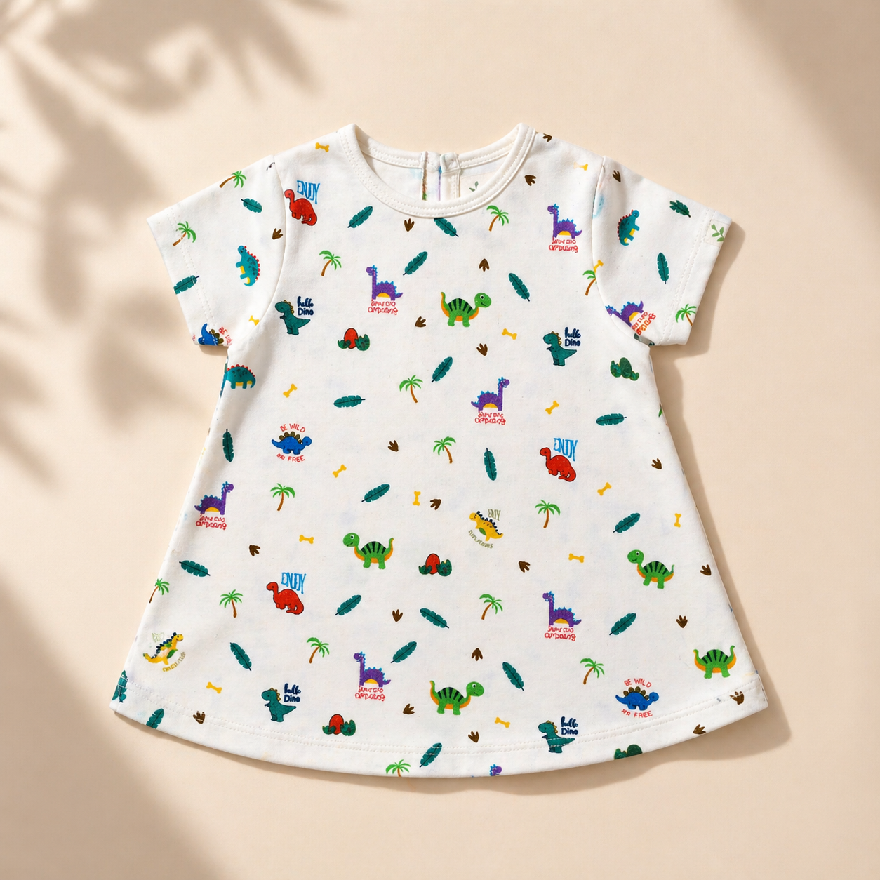 Organic Cotton Baby Dress Dino Print