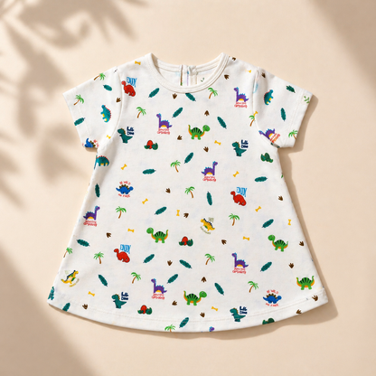 Organic Cotton Baby Dress Dino Print