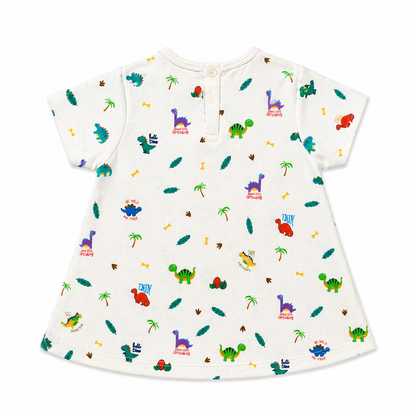 Organic Cotton Baby Dress Dino Print