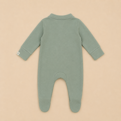 Green Organic Cotton Baby Footsie with Booties