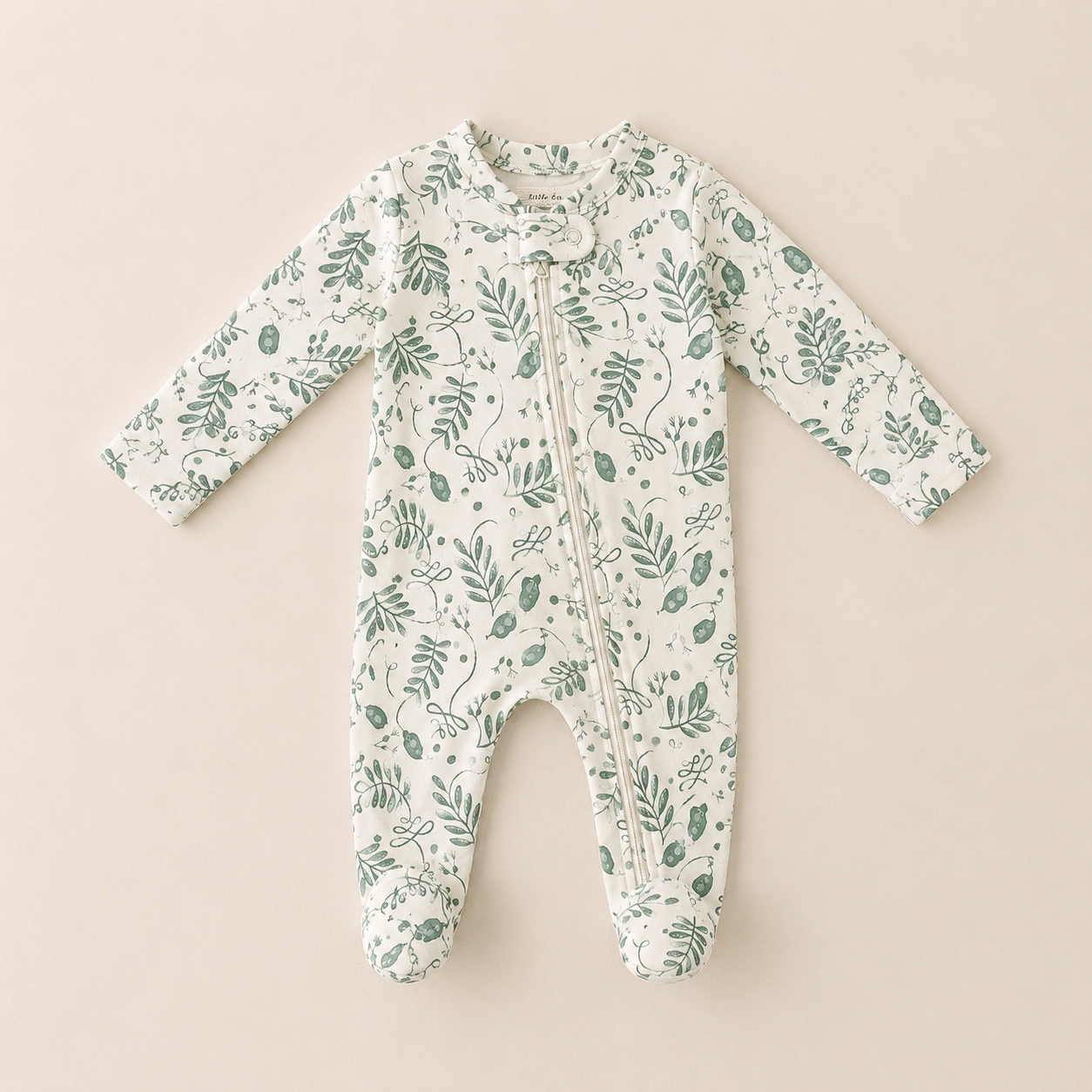 Lentil Print Organic Cotton Baby Footsie with Booties