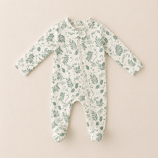Lentil Print Organic Cotton Baby Footsie with Booties - ITSYBOO