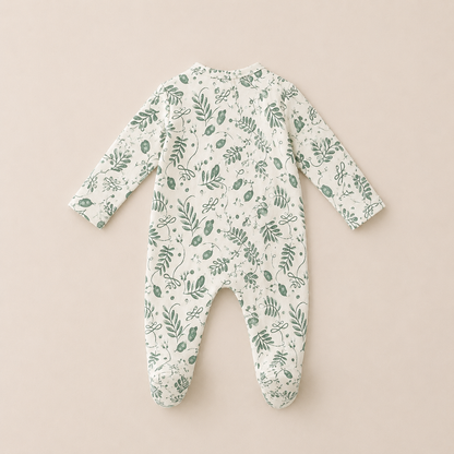 Lentil Print Organic Cotton Baby Footsie with Booties