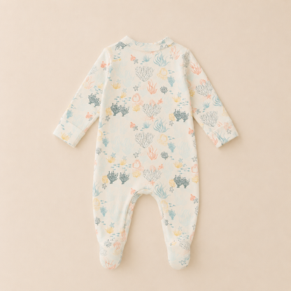 Reef Print Organic Cotton Baby Footsie with Booties