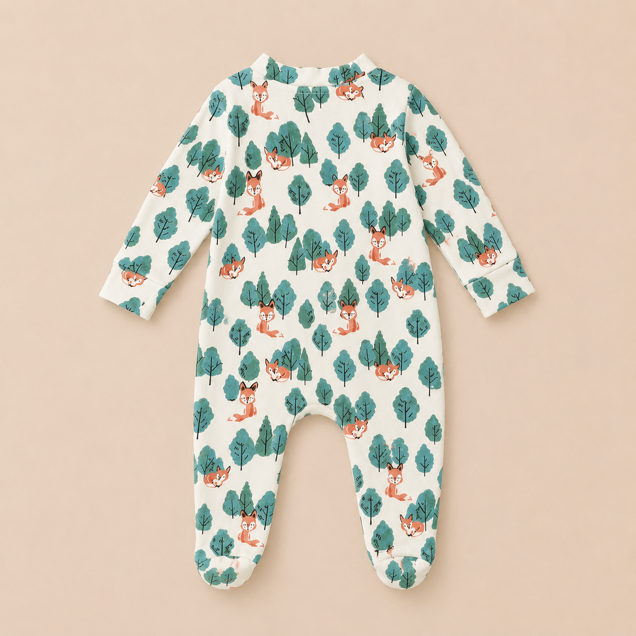 Fox Print Organic Cotton Baby Footsie with Booties - ITSYBOO