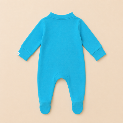 Blue Organic Cotton Baby Footsie with Booties