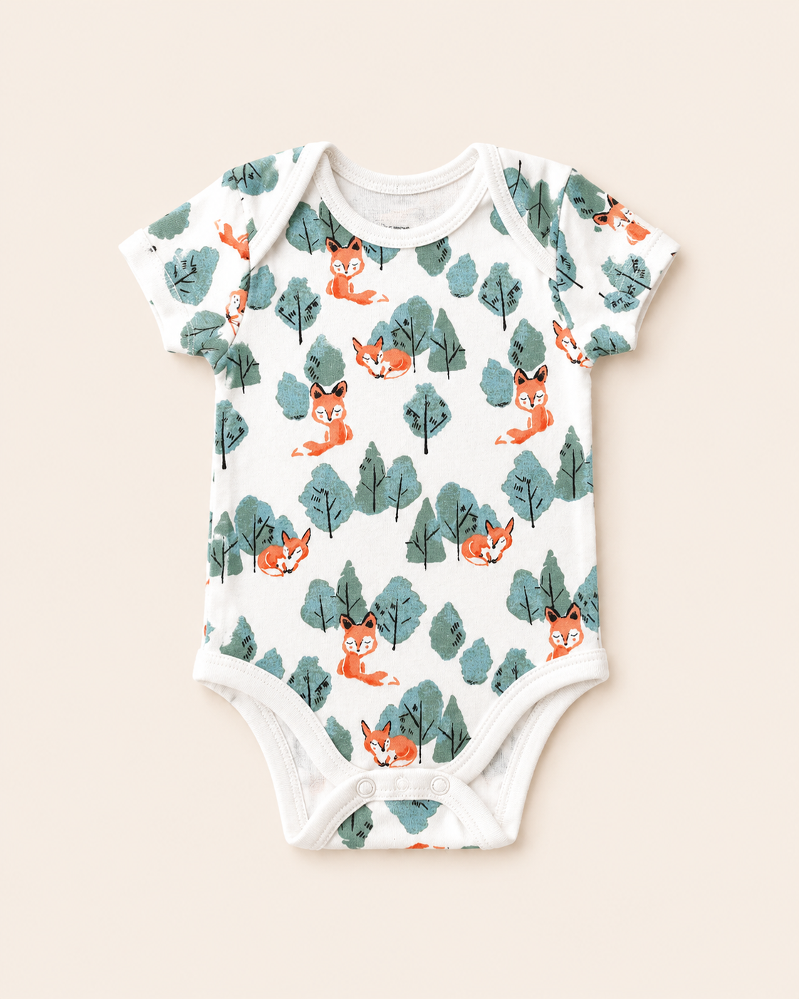 Fox Print Organic Cotton Half Sleeve Onesie for Babies