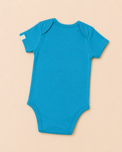 Blue Organic Cotton Half Sleeve Onesie for Babies