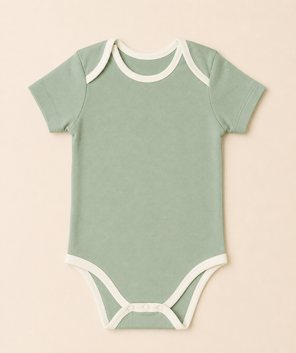 Green Organic Cotton Half Sleeve Onesie for Babies