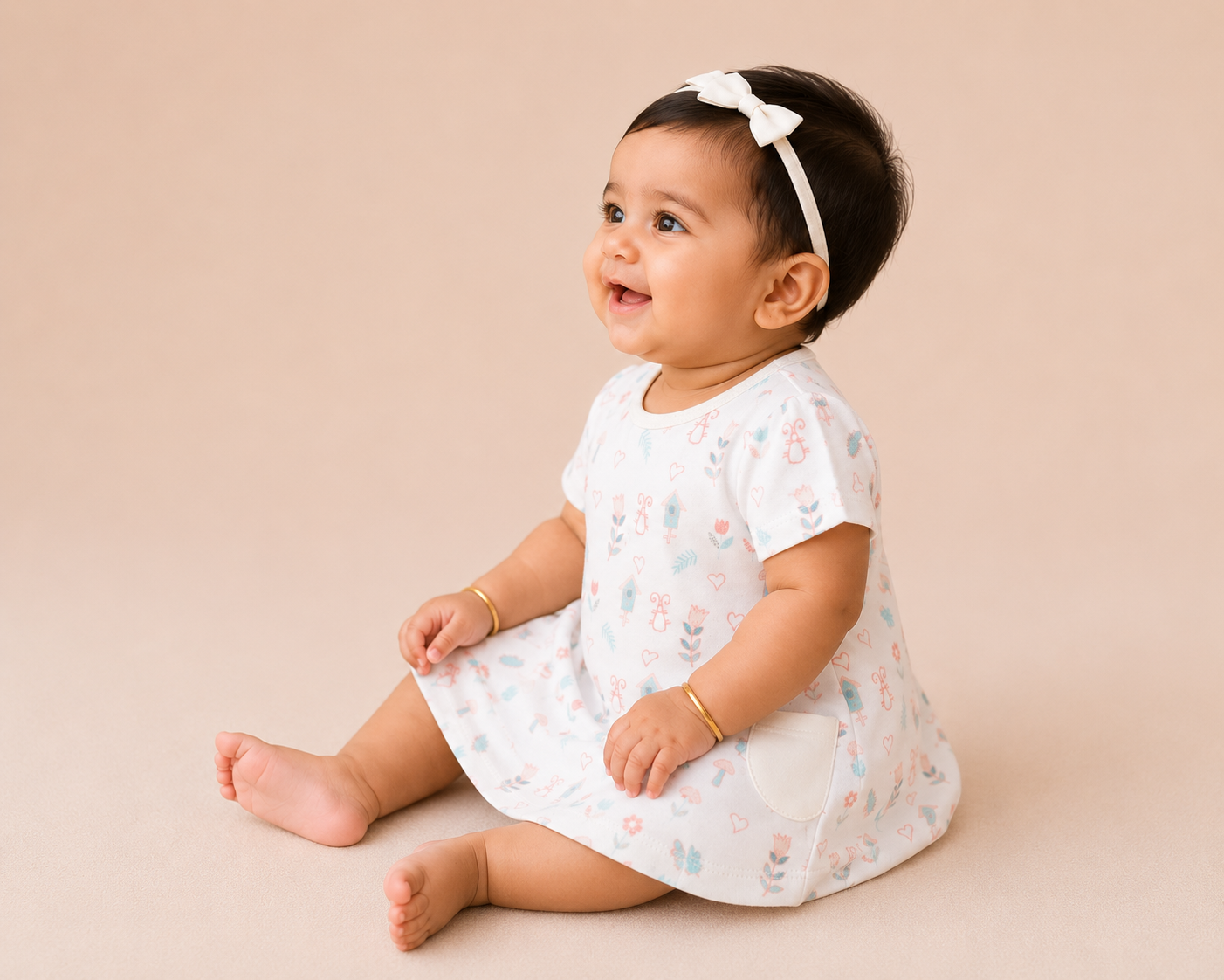 Organic Cotton Baby Dress Flower Print - ITSYBOO