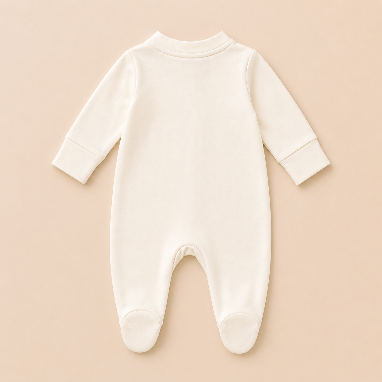 Off White Organic Cotton Baby Footsie with Booties