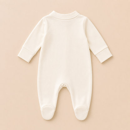 Off White Organic Cotton Baby Footsie with Booties