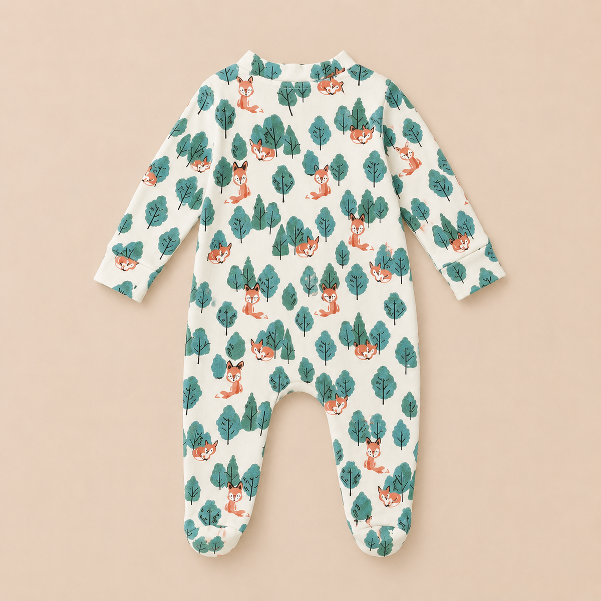 Fox Print Organic Cotton Baby Footsie