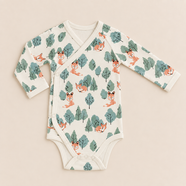 Fox Print Full Sleeve Baby Kimono