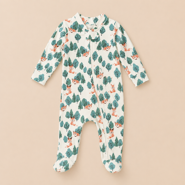 Fox Print Organic Cotton Baby Footsie