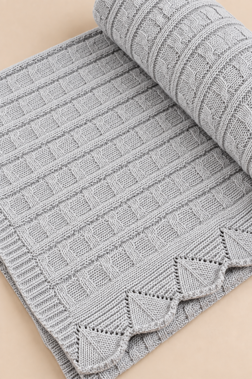 Knit Blanket - Grey Frill