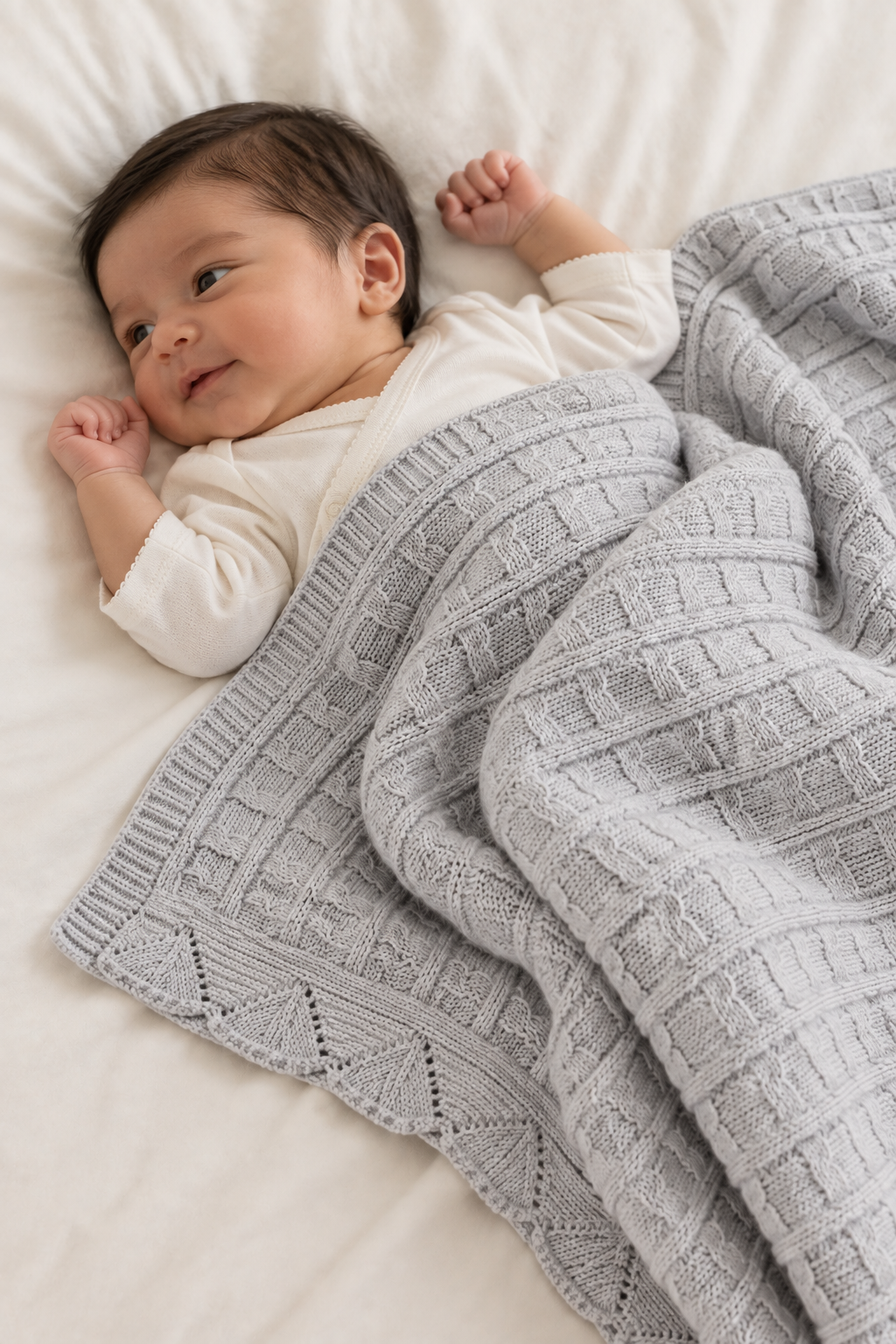 Knit Blanket - Grey Frill