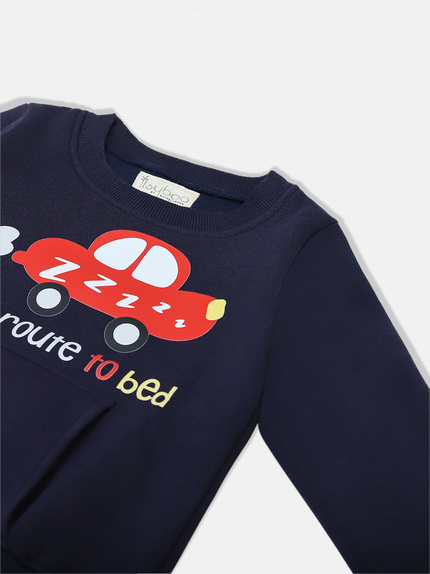 Boys’ Winter Sweatshirt & Bottom Set – On Route to Bed’ Car Print - ITSYBOO