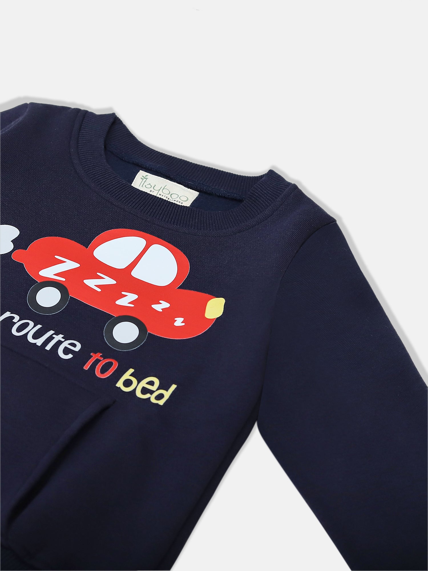 Boys’ Winter Sweatshirt & Bottom Set – On Route to Bed’ Car Print - ITSYBOO