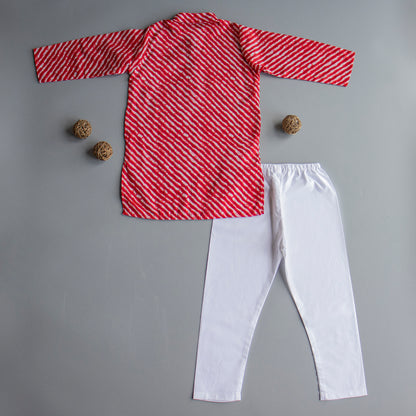 Red Lehriya Kurta Pyjama