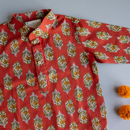 Red Floral Kurta Pyjama - ITSYBOO