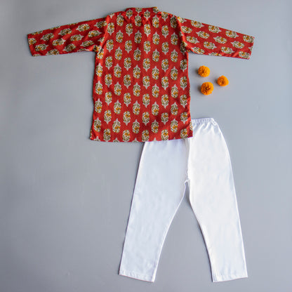 Red Floral Kurta Pyjama - ITSYBOO