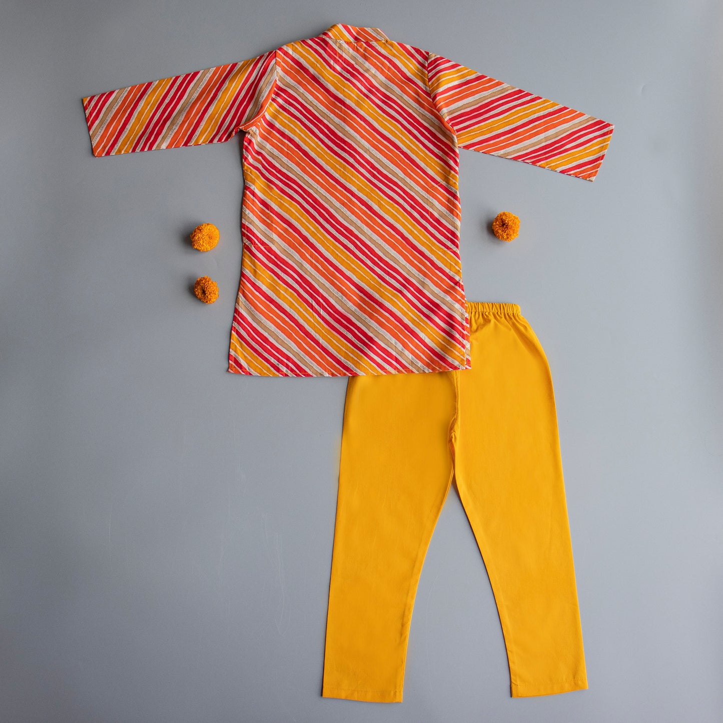 Festive Red and Yellow Lehriya Kurta Pyjama