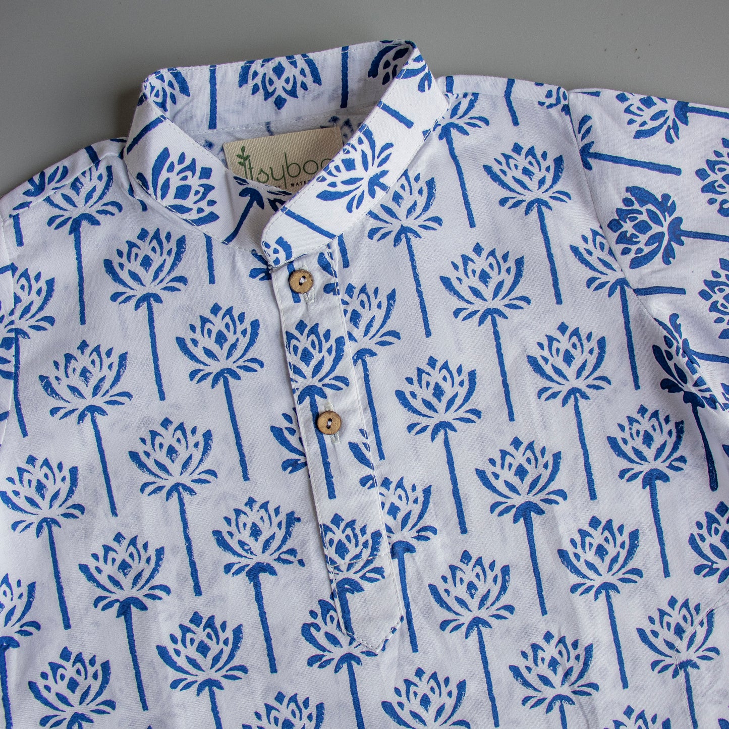 Blue Lotus Block Print Kurta Pyjama