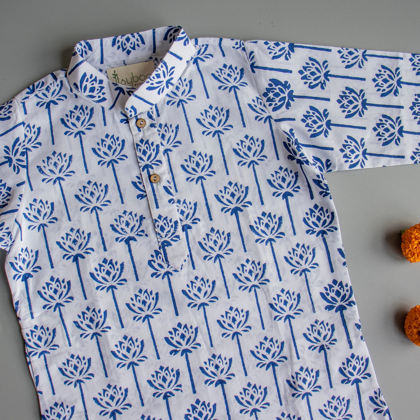 Blue Lotus Block Print Kurta Pyjama