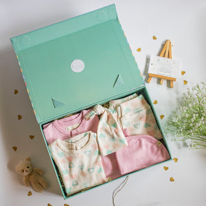 7 Piece Baby Shower Gift Set- Heart & Pink