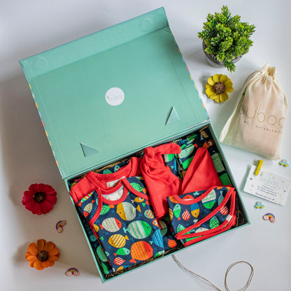 8 Piece Baby Shower Gift Set- Red & Fish