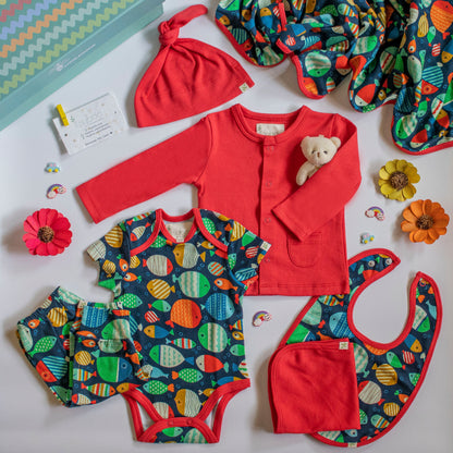8 Piece Baby Shower Gift Set- Red & Fish