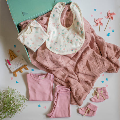 7 Piece Baby Shower Gift Set- Flower & Pink - ITSYBOO