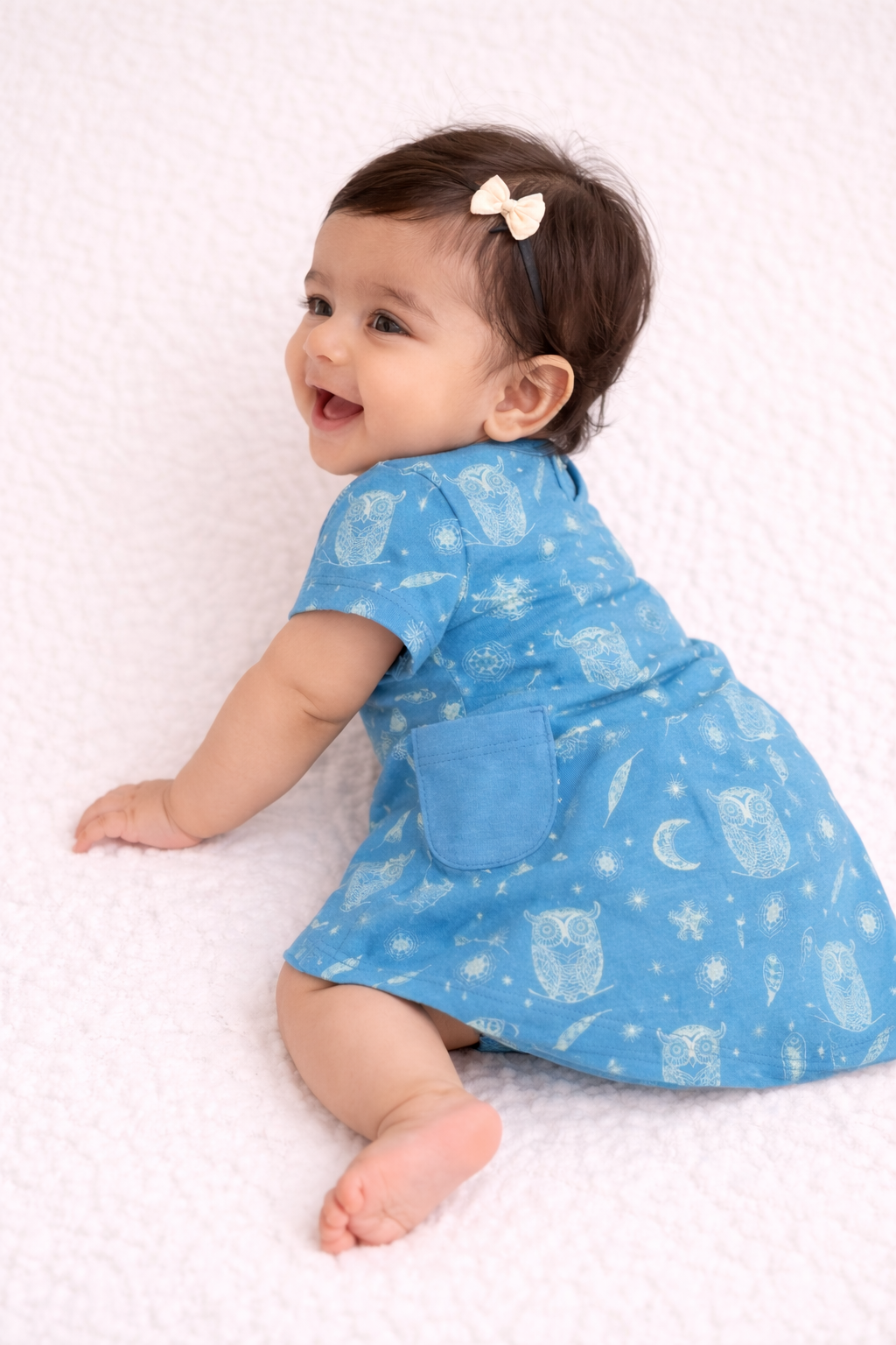 Organic Cotton Baby Dress Owl Print - ITSYBOO