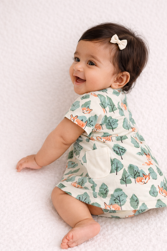 Organic Cotton Baby Dress Fox Print - ITSYBOO