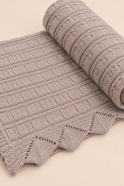 Knit Blanket - Beige Frill