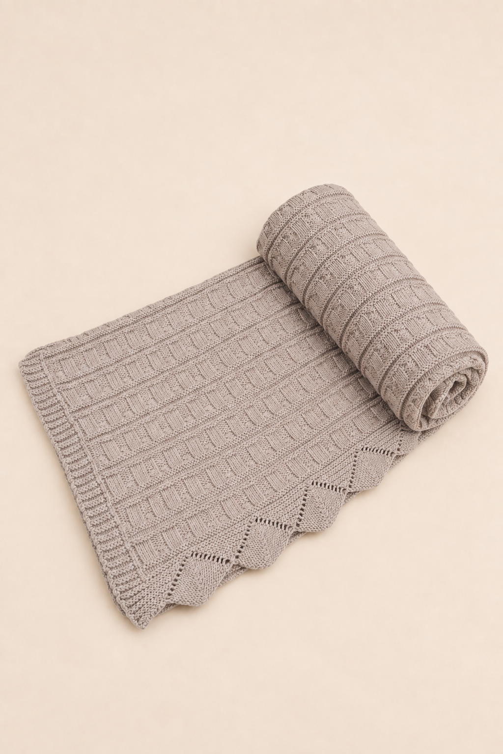 Knit Blanket - Beige Frill