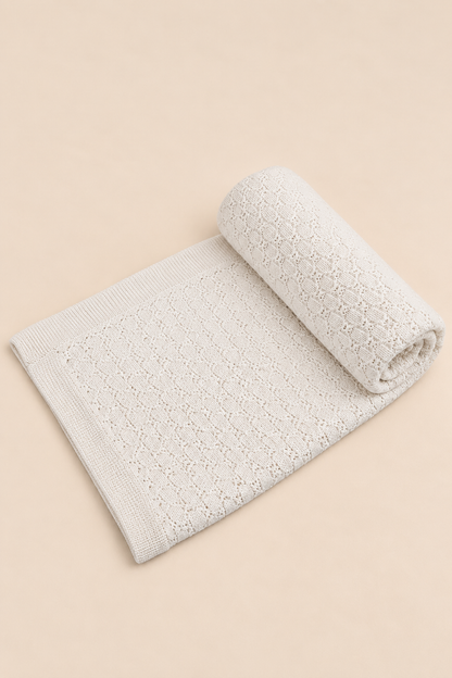 Knit Blanket - Cream Cable