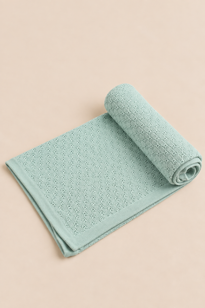Knit Blanket - Green Cable